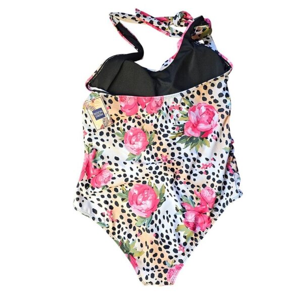 Womens Floral & Leopard Print One-Piece Halter Swimsuit By Noon Swim Size 20 - Picture 6 of 8